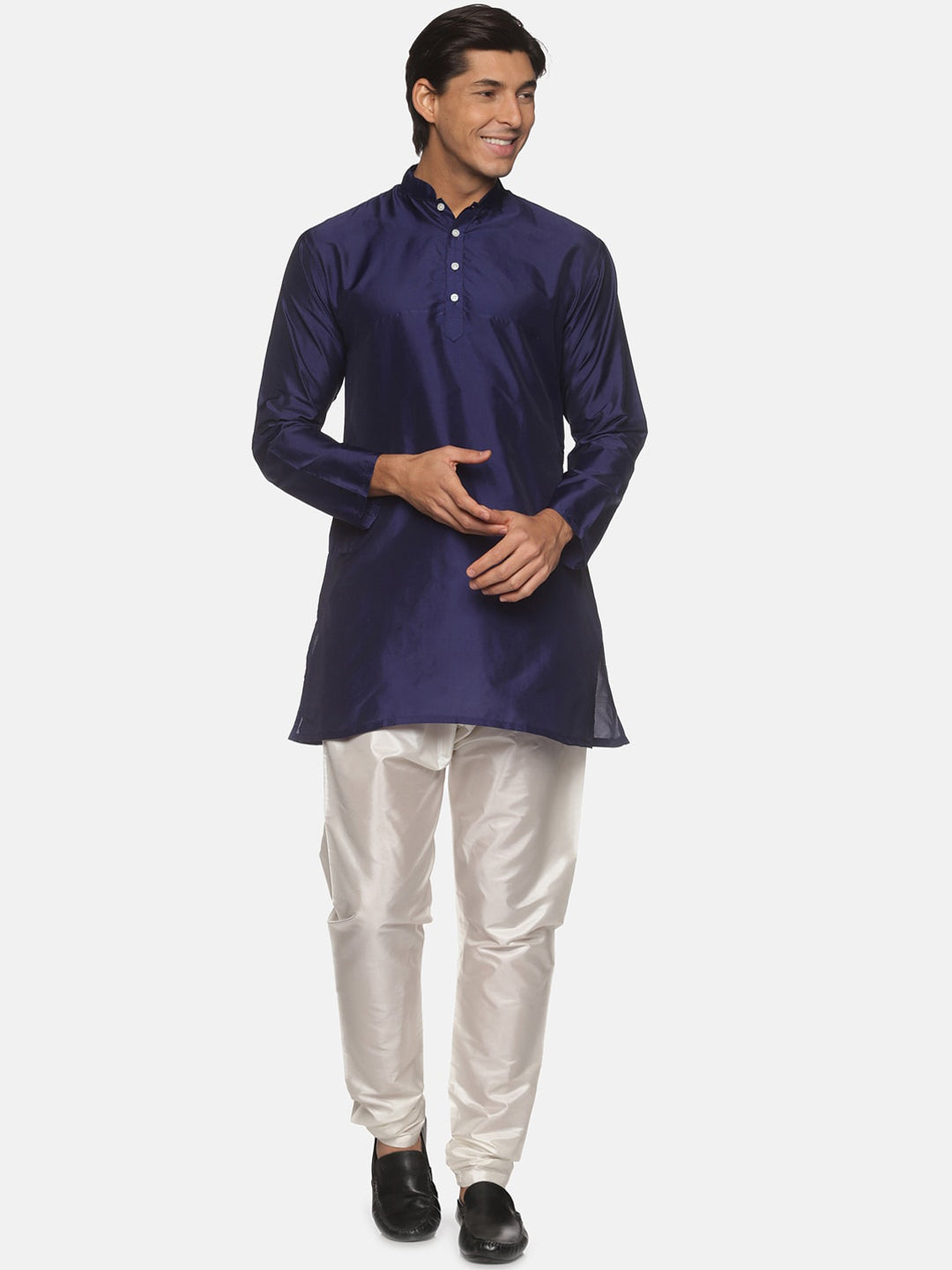 Sethukrishna Men Navy Blue Kurta with Pyjamas - Distacart