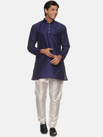 Thumbnail for Sethukrishna Men Navy Blue Kurta with Pyjamas - Distacart