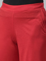 Thumbnail for Souchii Women Red Knitted Palazzos - Distacart