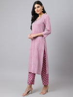 Thumbnail for Khushal K Striped Sequinned Kurta with Palazzos - Distacart
