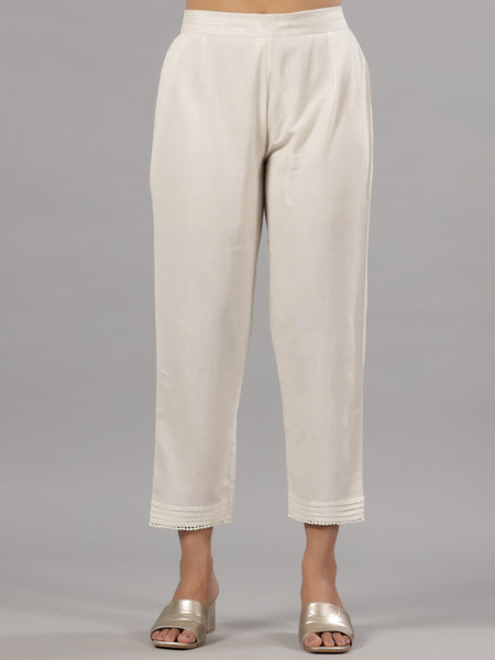 Juniper Woemen Natural Rayon Flex Solid Pants - Distacart
