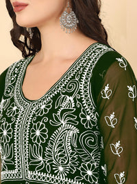 Thumbnail for HERE&NOW Chikankari Embroidered Thread Work Georgette Anarkali Kurta - Distacart