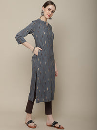 Thumbnail for Sangria Women Charcoal & Beige Printed Kurta - Distacart