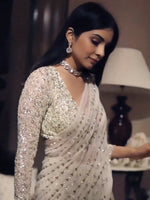Thumbnail for Sangria Georgette Ethnic Embellished Party Wear Saree - Distacart