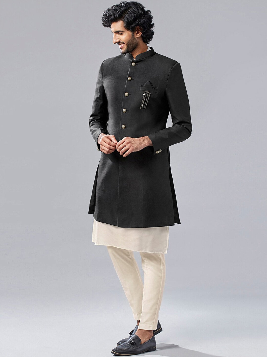 KISAH Mandarin Collar Kurta & Sherwani With Churidar - Distacart