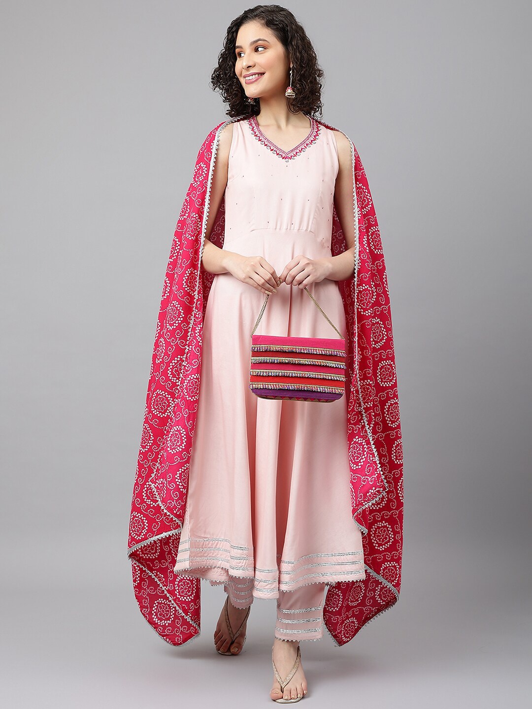 Khushal K Ethnic Motifs Embroidered Gotta Patti Kurta with Palazzos & With Dupatta - Distacart