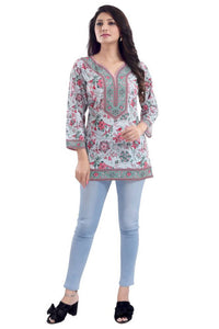 Thumbnail for Snehal Creations Variyali Color Faux Crepe Short Kurti Tunic