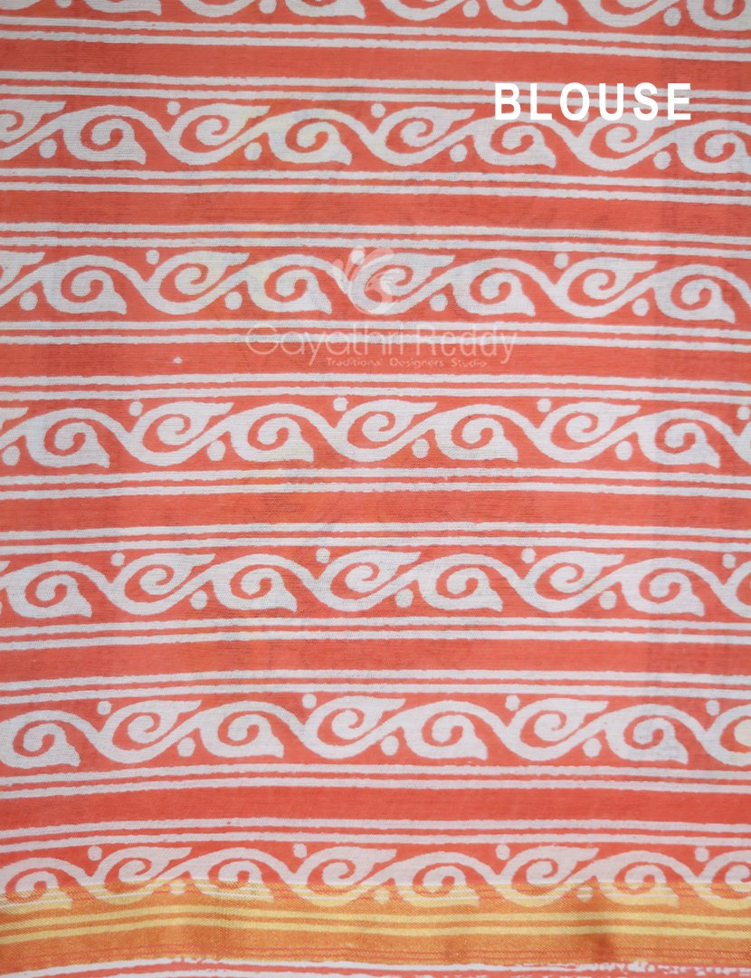 Creame Coloured Combination Printed Cotton Saree By Gayathri Reddy Designer Studio - Distacart