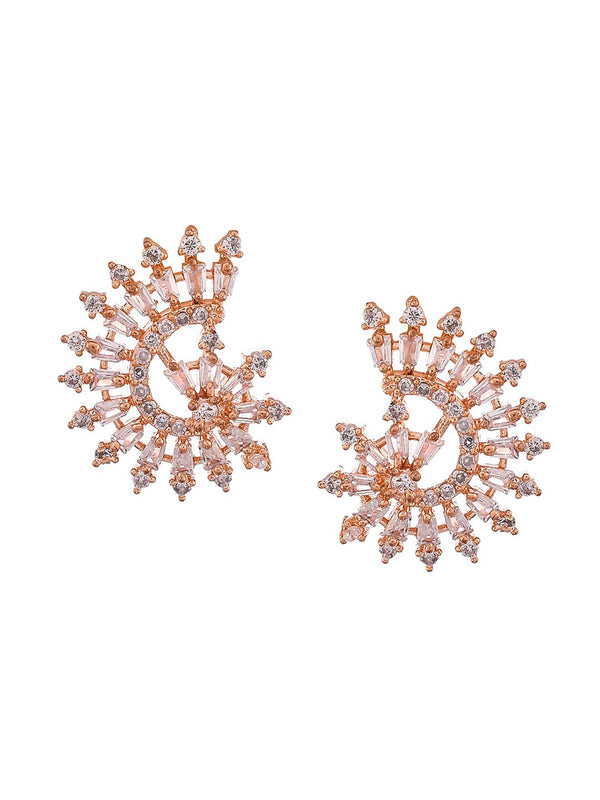Shoshaa Rose Gold Contemporary Studs Earrings - Distacart