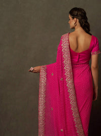 Thumbnail for Saree Mall Bandhani Embroidered Pure Georgette Bandhani Sarees - Distacart