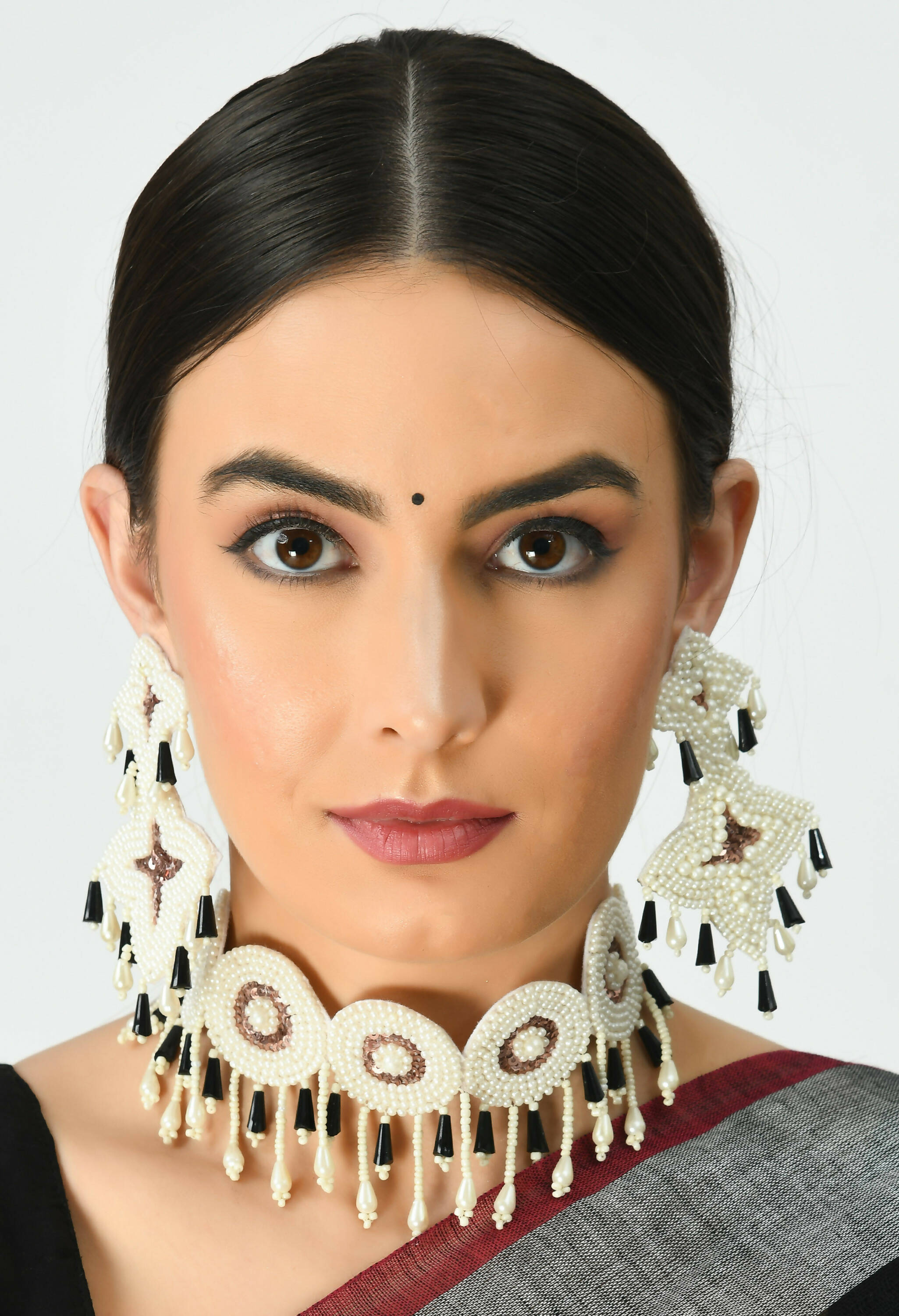 Mominos Fashion Johar Kamal Handicraft Gold/Off White Pearls Necklace with Earrings For Women - Distacart