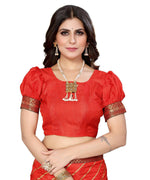 Thumbnail for Vamika Dola Silk Red Lace Border Bollywood Style Saree (SUCHI RED) - Distacart