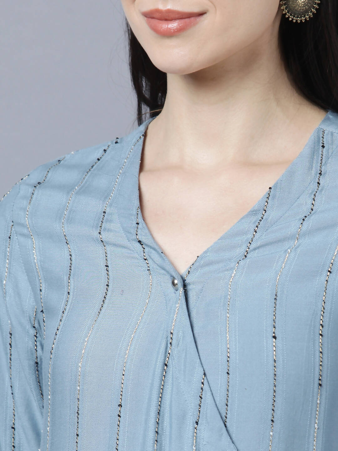 Myshka Stylish Grey Viscose 3/4 Sleeve Women's Kurta Palazzo Set - Distacart