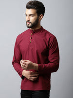 Thumbnail for Even Apparels Maroon Color Pure Cotton Men's Kurta With Side Placket (SLD1182) - Distacart