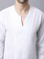 Thumbnail for Even Apparels White Pure Cotton Embroided Kurta - Distacart