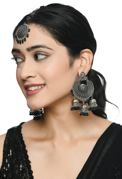Mominos Fashion Johar Kamal Jhumkas With Maang Tikka Earrings - Distacart