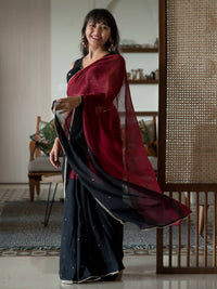 Thumbnail for Suta Black Woven Design Pure Cotton Saree - Distacart