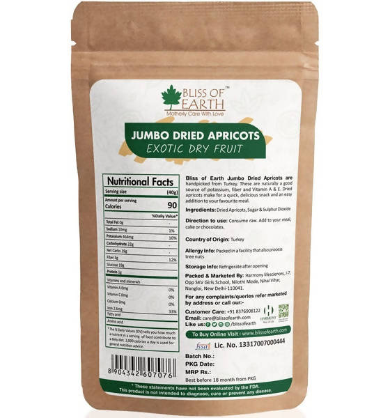 Bliss of Earth Jumbo Turkish Apricots - Distacart