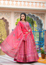 Thumbnail for Functional Designer Dark Pink Dola Silk Anarkali suit with Dupatta - Ramya - Distacart