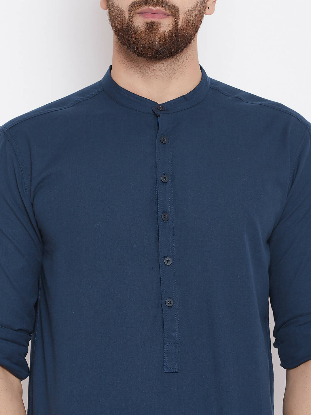 Even Apparels Blue Color Men's Pure Cotton Kurta With Band Collar - Distacart