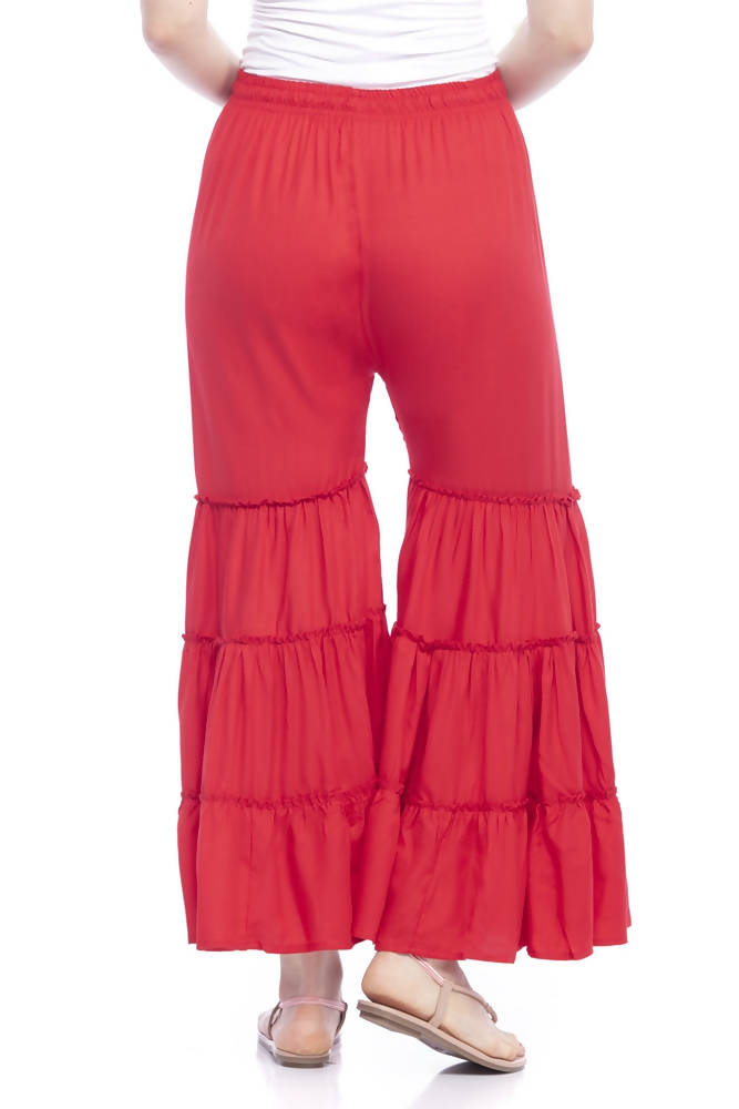 Mominos Fashion Reyon Cotton Red Palazzo - Distacart