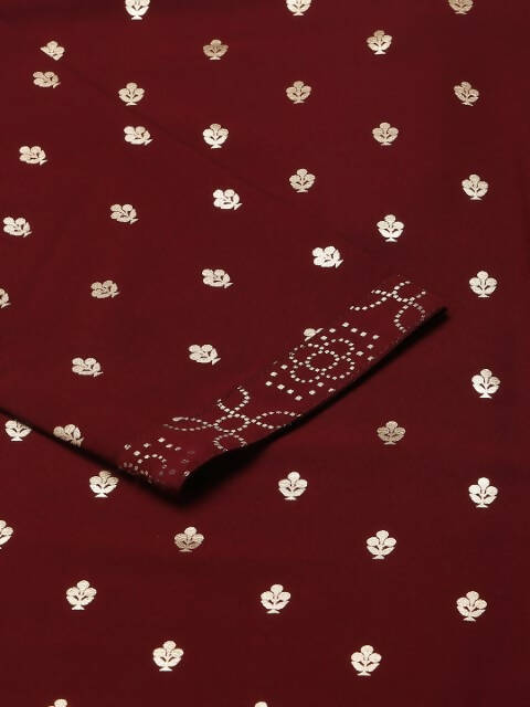 FIORRA Women's Maroon Poly Crepe Straight Kurta Pant With Dupatta - Distacart