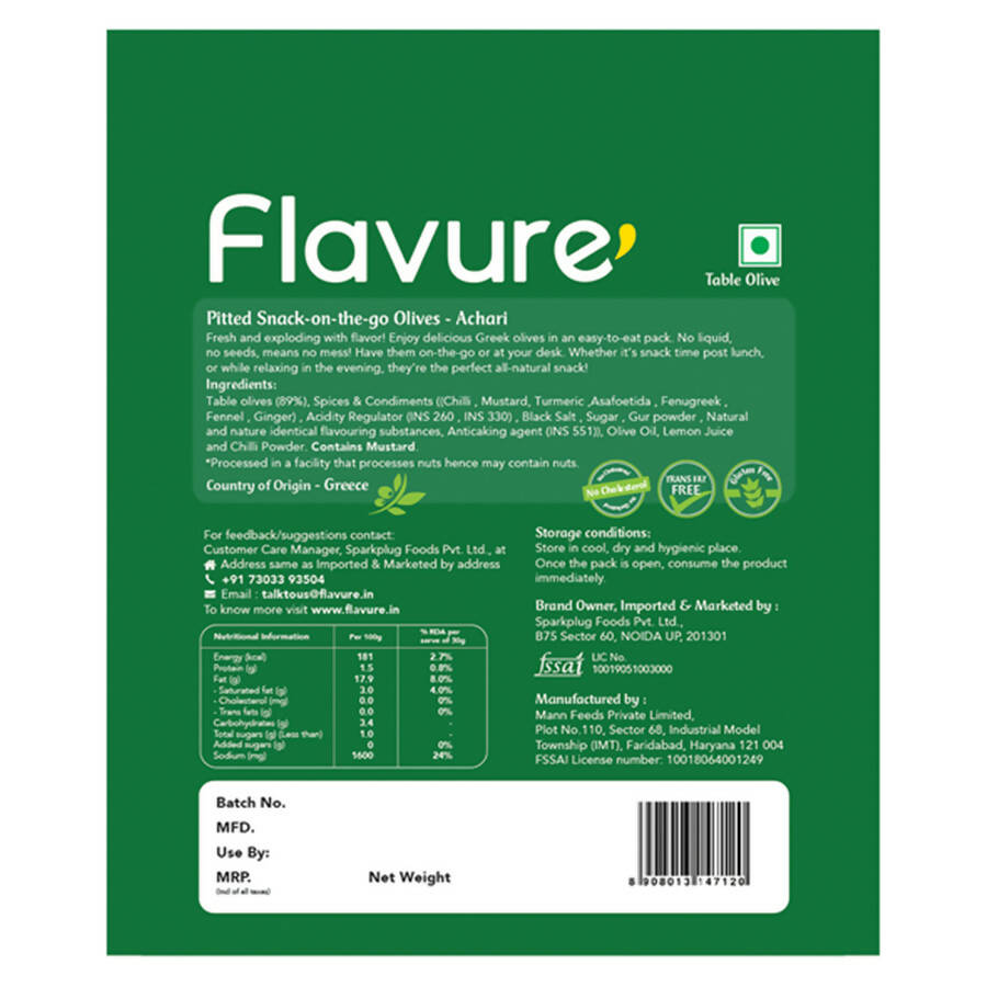 Flavure Snack-On-The-Go Olives Achari - Distacart