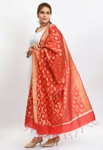 Thumbnail for Mominos Fashion Moeza Women's Banarsi Silk Floral Woven Design Red Dupatta - Distacart