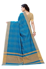 Thumbnail for Vamika Blue Cotton Silk Weaving Saree (Anaya Blue)