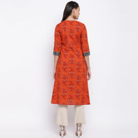 Thumbnail for NOZ2TOZ Women Orange Cotton Kurti (1pc) - Distacart