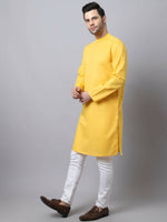 Thumbnail for Even Apparels Yellow Pure Cotton Men's Kurta With Side Placket - Distacart