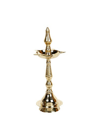 Thumbnail for CraftVatika Gold-Toned Brass Kerala Diya Oil Lamp Stand - Distacart