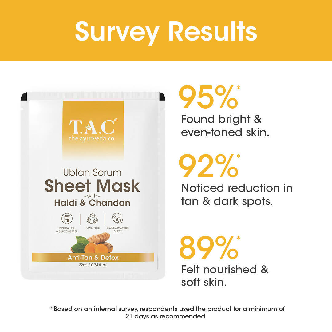 TAC - The Ayurveda Co. Ubtan Serum Sheet Mask | with Sandalwood, Saffron & Turmeric - Distacart