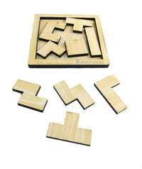 Thumbnail for Kraftsman Portable Wooden Tetris Puzzle | 9 Pieces Puzzle 6x6 Board for Kids and Adults | Travel Pouch Included - Distacart
