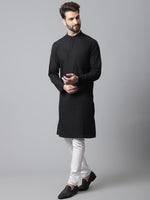 Thumbnail for Even Apparels Black Long Kurta With Band Collar - Distacart
