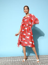 Thumbnail for InWeave Women's Bright Pink Indian Bull Print Kaftan - Distacart