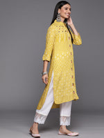 Thumbnail for Varanga Bandhani Printed Embroidered Straight Kurta With Collar - Distacart