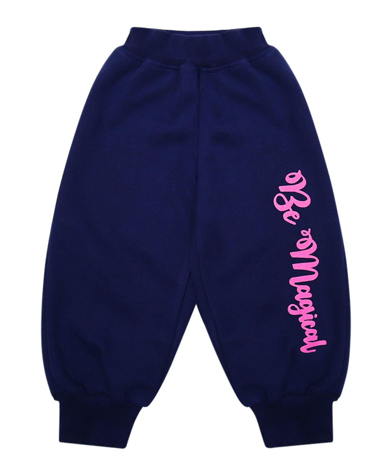 Girls Navy Blue Pink Printed T-Shirt With Pyjamas - Mini Marvels - Distacart