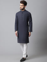 Thumbnail for Even Apparels Blue Pure Cotton Kurta With Band Collar - Distacart