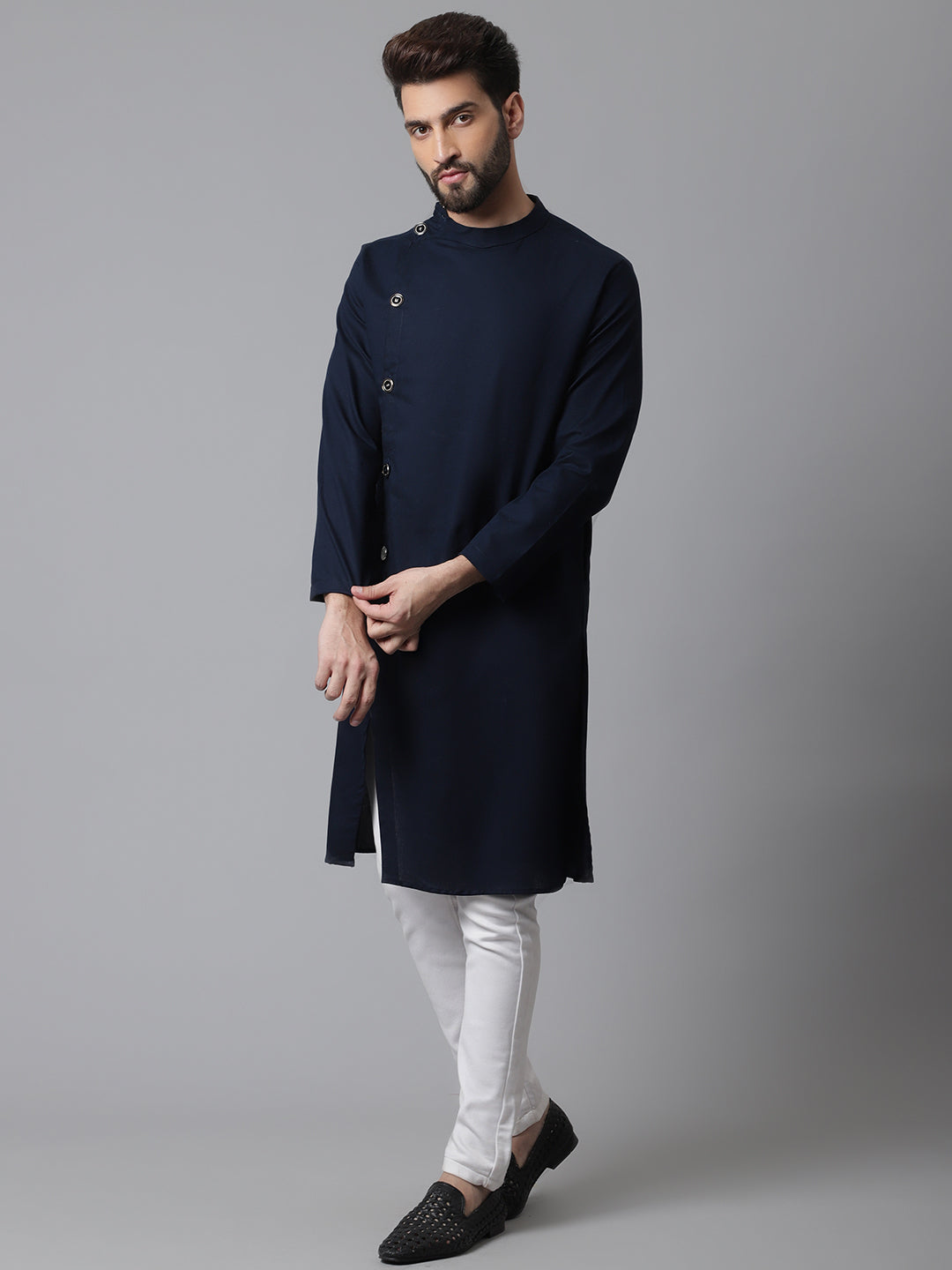 Even Apparels Blue Sherwani Kurta With Asymetrical Cut - Distacart