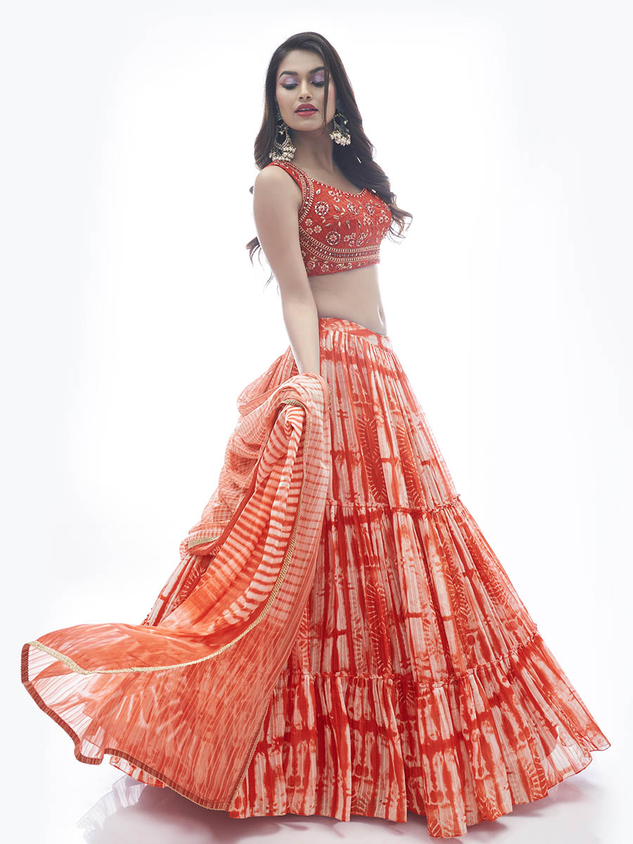 Myra Red Jaquard Embroidered Designer Lehenga - Distacart