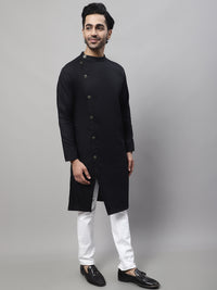 Thumbnail for Even Apparels Black Sherwani Kurta With Asymetrical Cut - Distacart