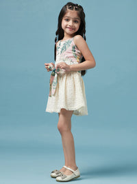 Thumbnail for Girls Printed Sleeveless Top With Skirt - Mini Marvels - Distacart