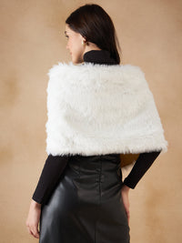 Thumbnail for InWeave Women's Pure White Faux Fur Cape - Distacart