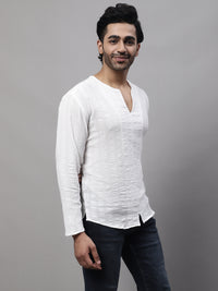 Thumbnail for Even Apparels White Pure Cotton Open Neck Kurta - Distacart