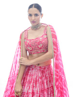 Thumbnail for Myra Pink Jaquard Embroidered Designer Lehenga - Distacart