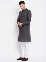 Thumbnail for Even Apparels Grey Pure Cotton Kurta With Band Collar - Distacart