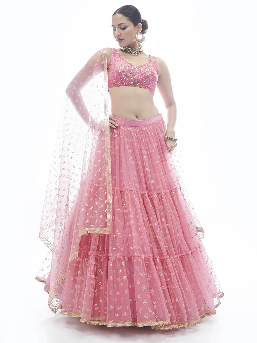 Myra Baby Pink Art Silk Designer Lehenga - Distacart