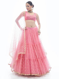 Thumbnail for Myra Baby Pink Art Silk Designer Lehenga - Distacart