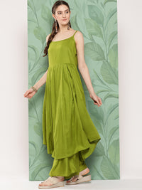Thumbnail for InWeave Women's Olive Strappy Set W White Pink Or Duptta - Distacart